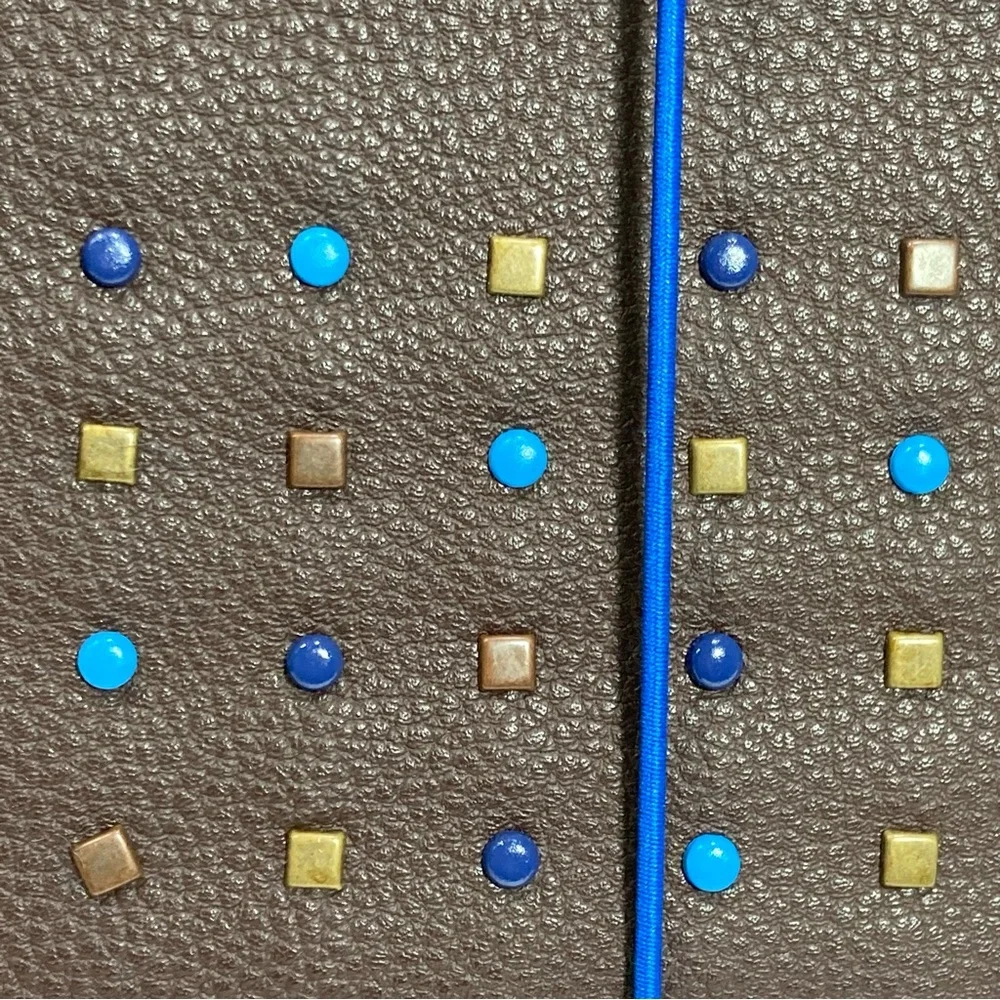 Beaded Funky Faux Leather Document Envelope With Elastic Band Closure NEW
